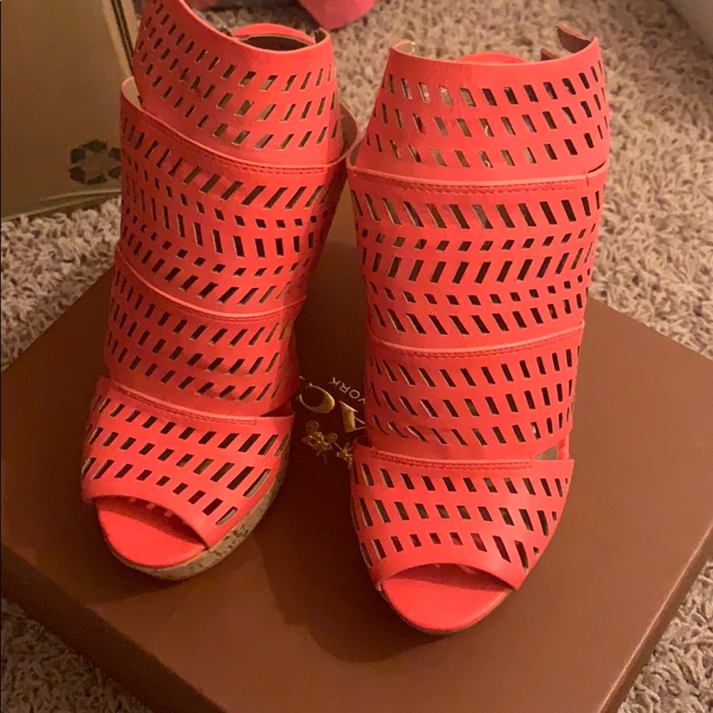 Peach colored wedges